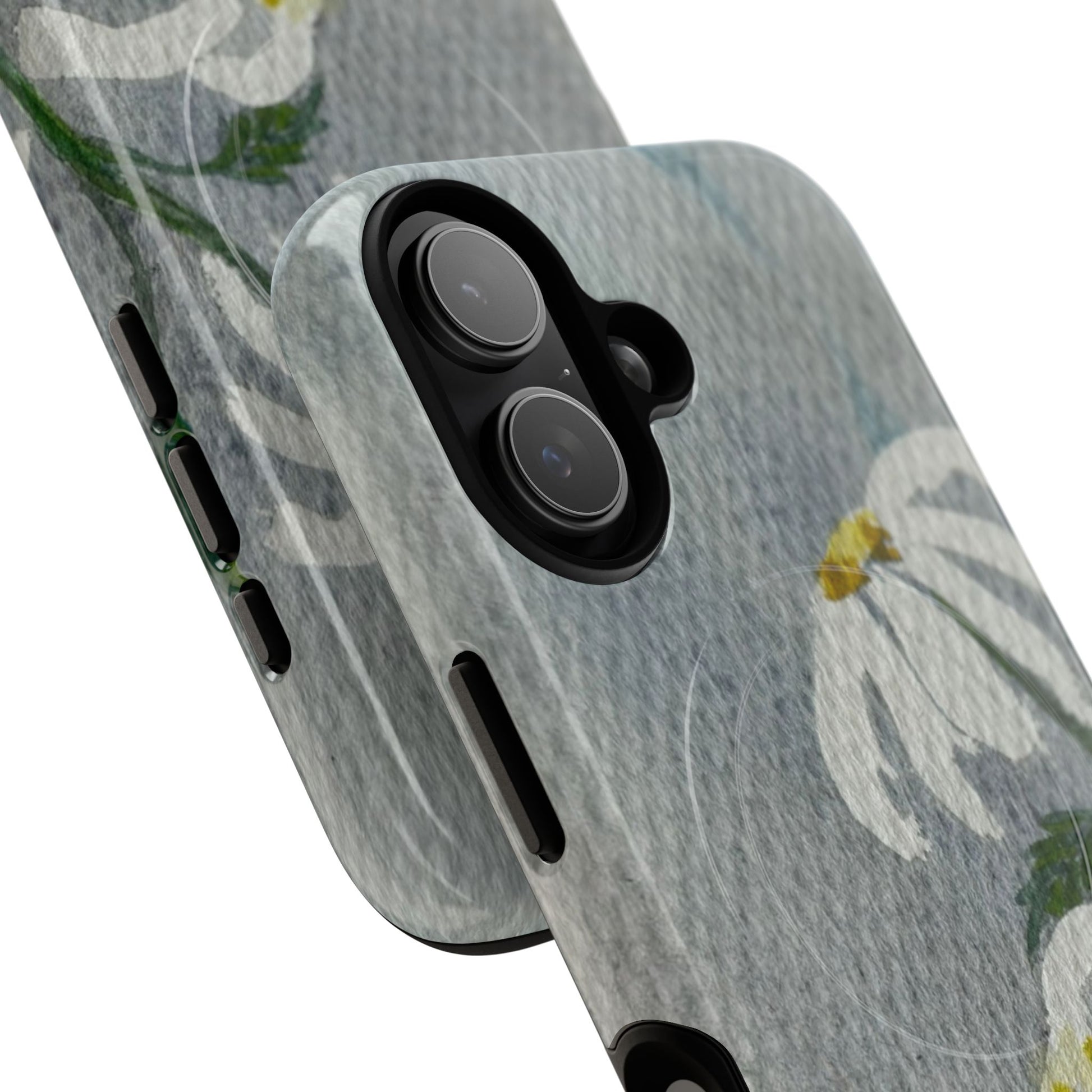 Phone case with floral design on a white background