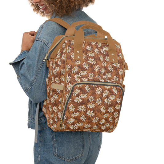 Golden Hour Daisy Everyday Backpack (Work, Travel & On-the-Go Essential) Multifunctional Diaper Backpack