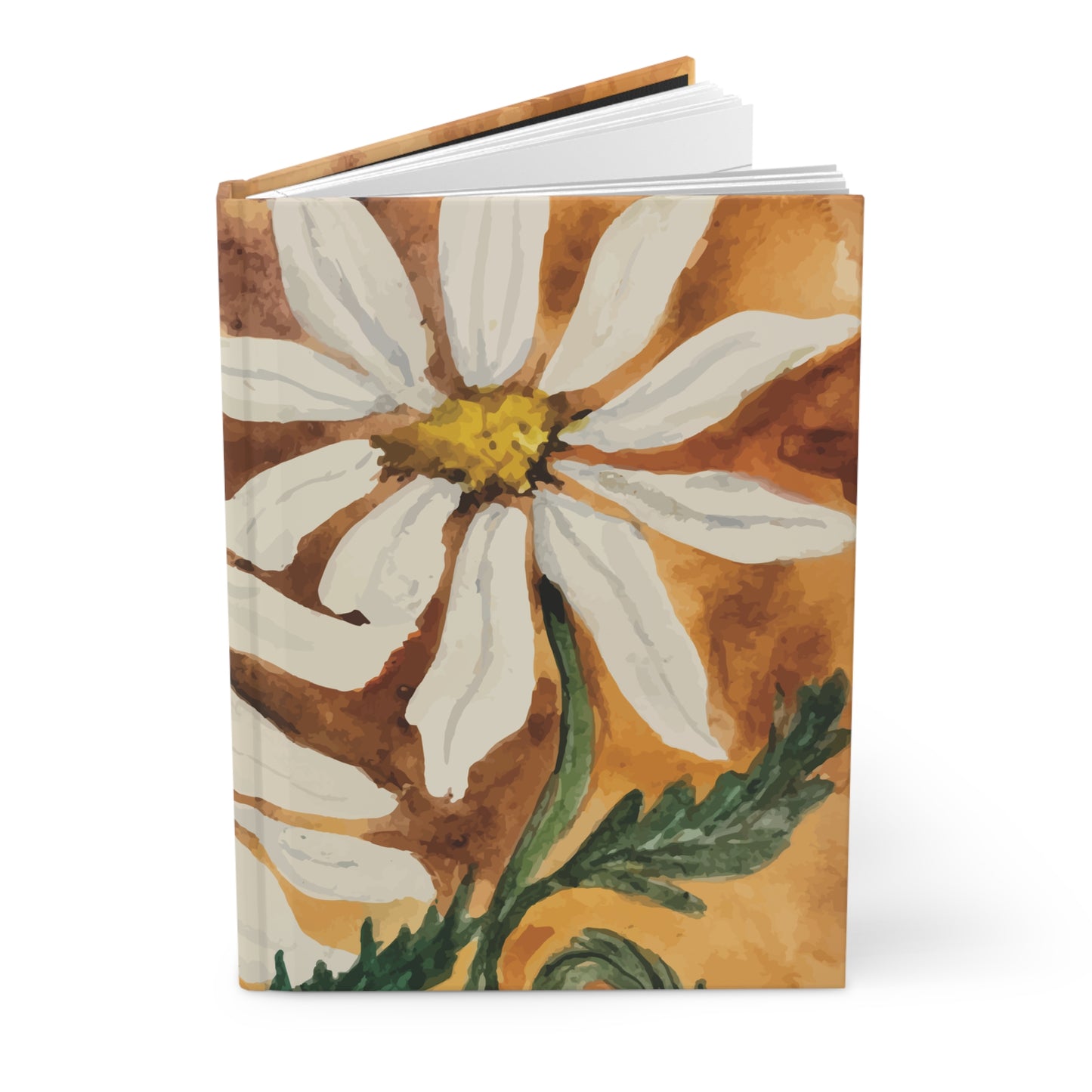 Golden Hour Daisy Watercolor Hardcover Journal – Botanical Floral Notebook