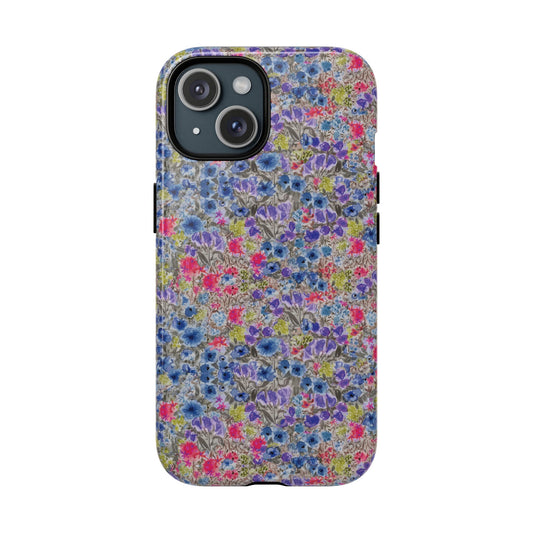 Blue Wildflower Meadow Blooms Watercolor Blue & Violet Floral Tough Magnetic Phone Cases