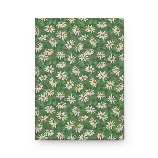 Daisy Meadow Hardcover Journal — Green Floral Notebook for Notes & Gratitude