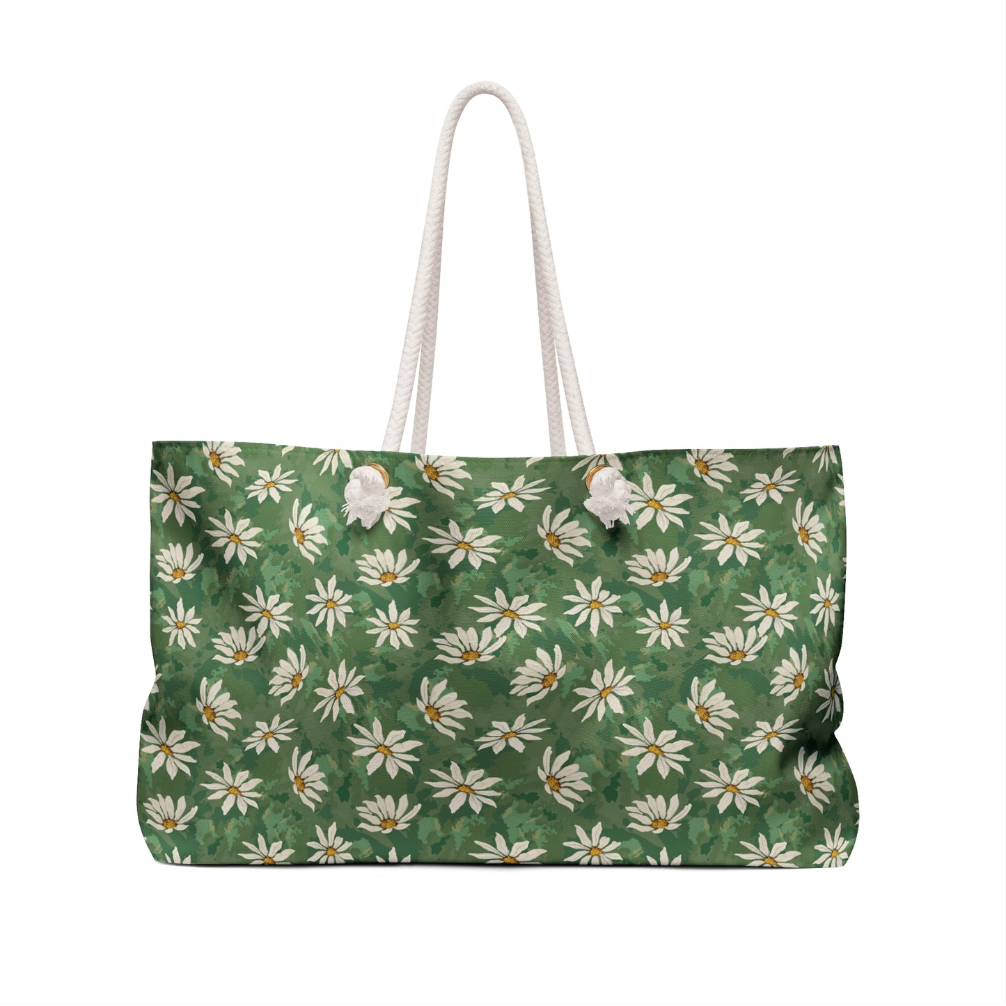 Daisy Meadow Weekender Bag — Green Floral Travel Tote