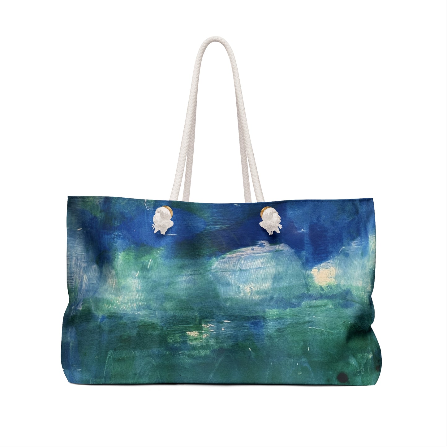 Where the Water Sleeps | Abstract Ocean Blue Weekender Bag — Artistic Coastal Travel Tote