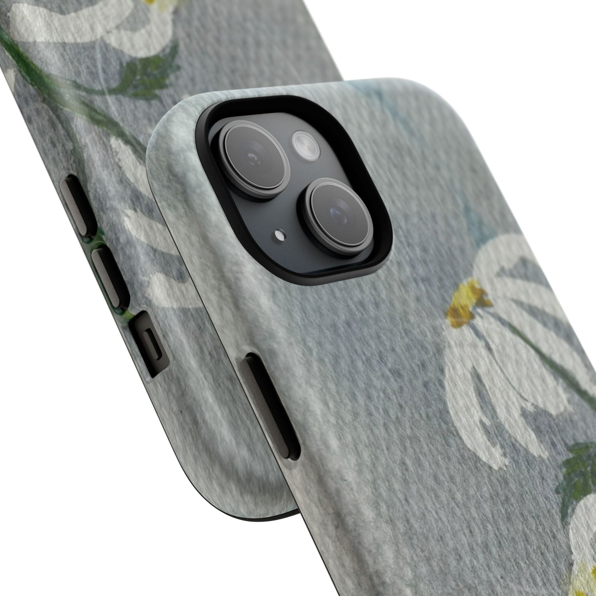 Phone case with floral design on a white background
