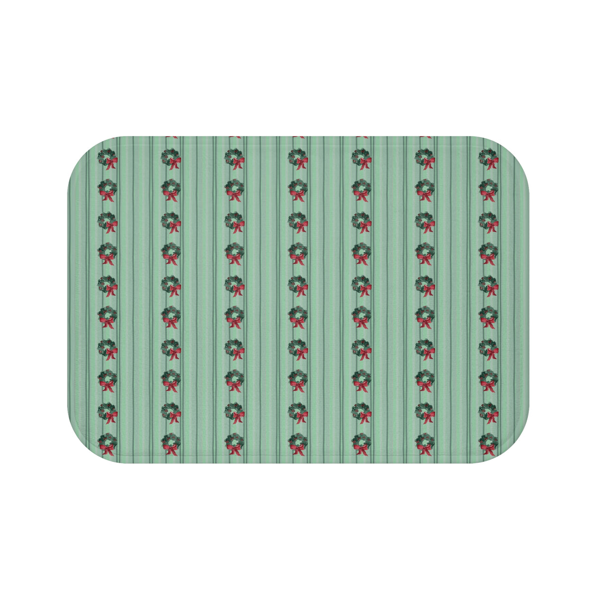 Christmas Wreath Watercolor Memory Foam Bath Mat — 24" × 17"