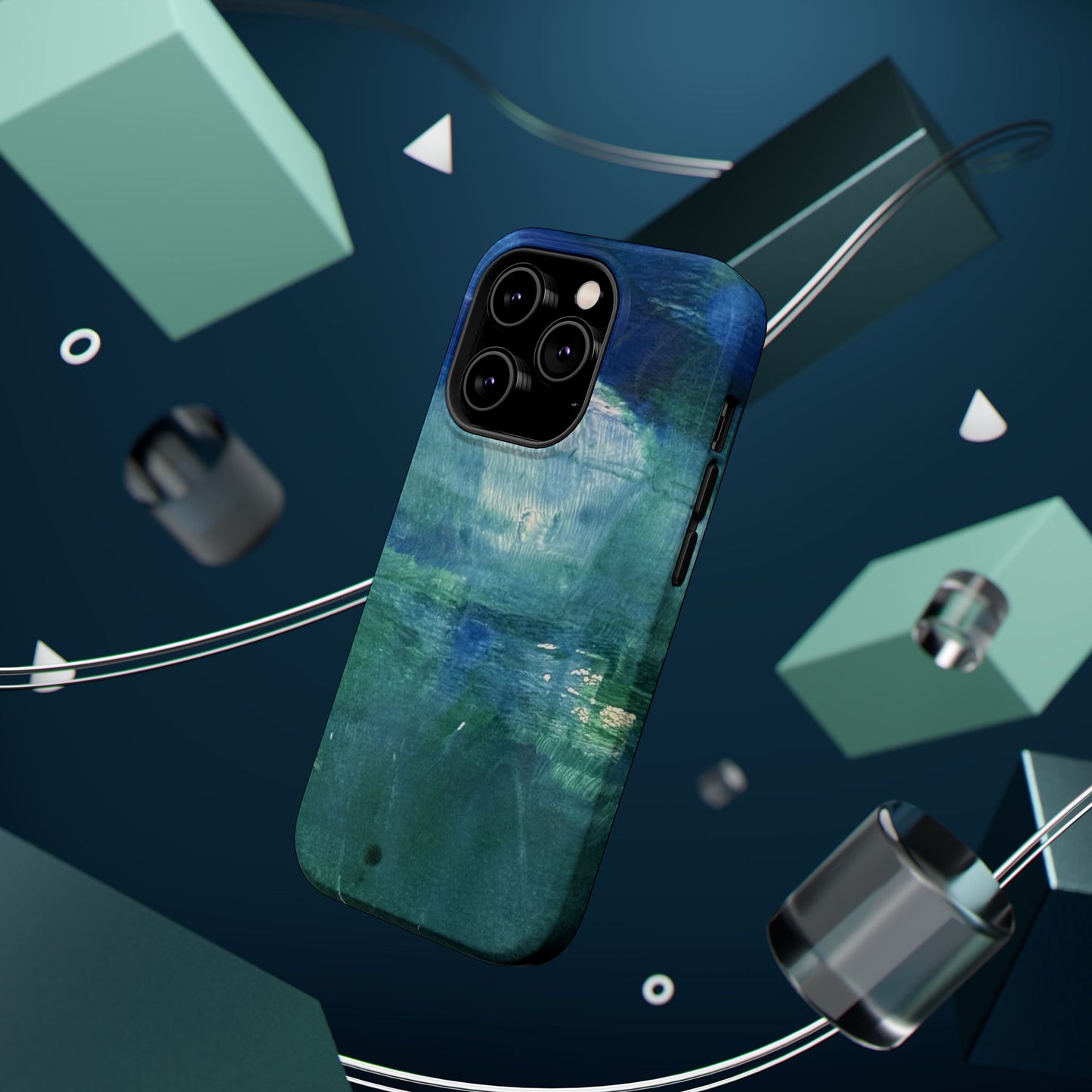 Where the Water Sleeps Magnetic Impact-Resistant Phone Case — Abstract Ocean Blue Art Blues Teal Green