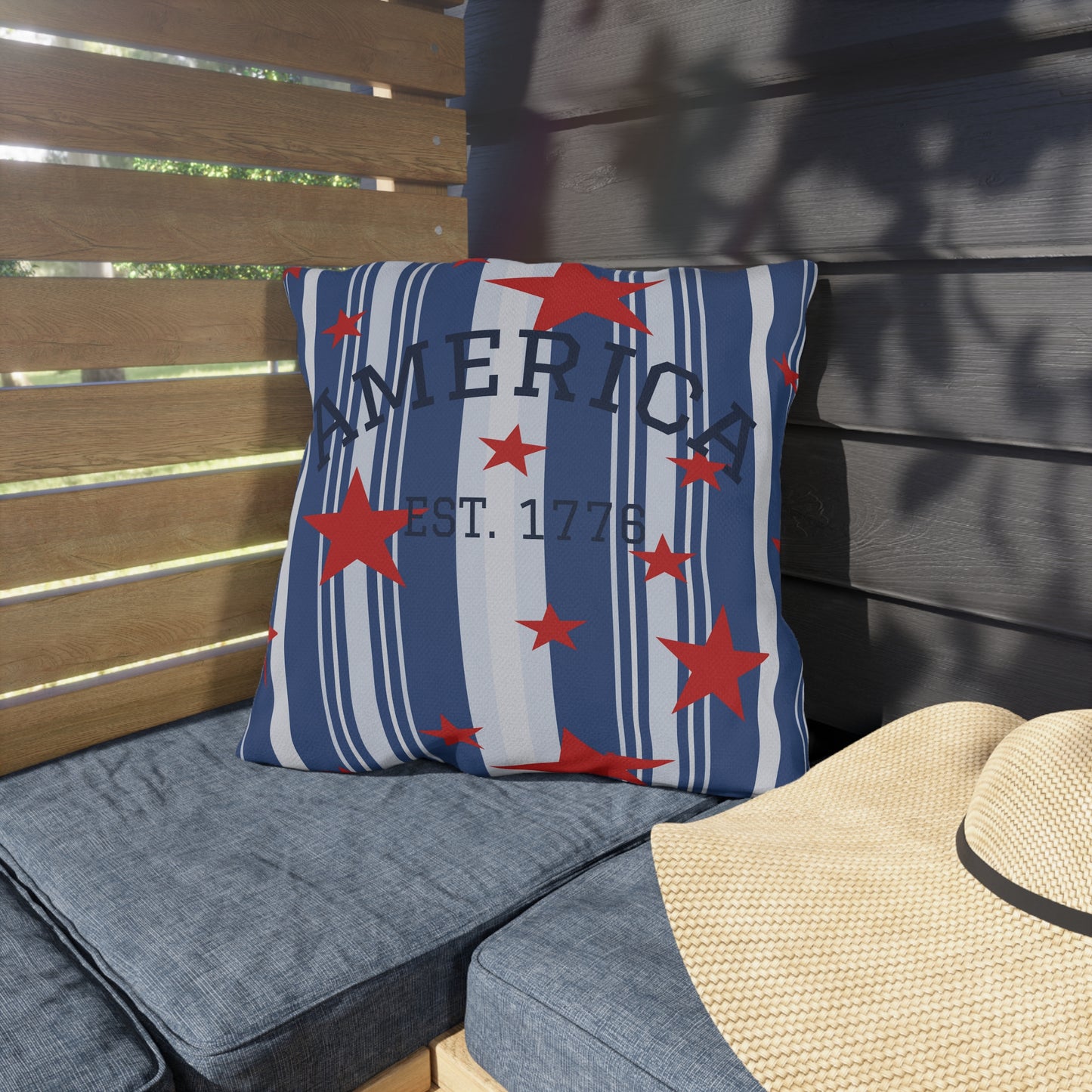 Americana Est. 1776 Pillow  Heritage Blue Outdoor Pillows