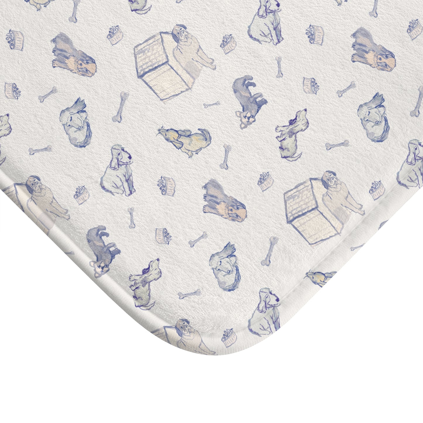 Blue Dog On Cream Scatter Bath Mat