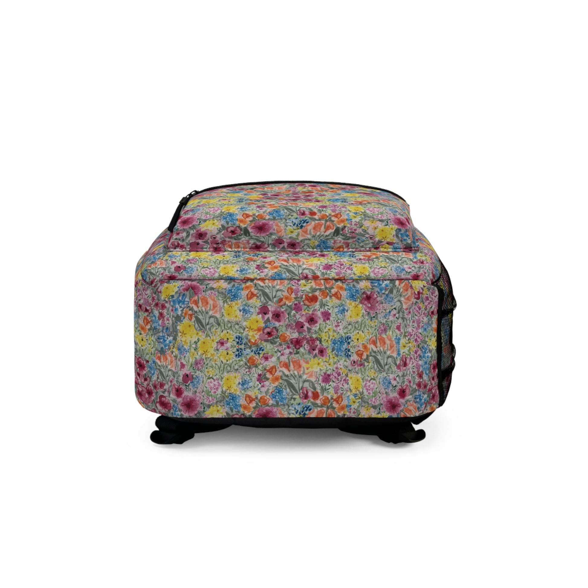 Floral-patterned Back Pack bottom view on a white background