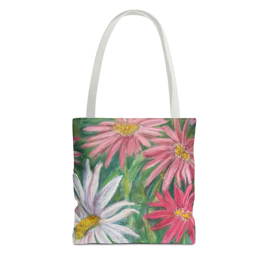 Painted Daisy Bag Pink Floral Tote Bag  Watercolor Daisy Market Bag  Cottagecore Flower Shoulder Bag  Botanical Art Everyday Garden Carryall