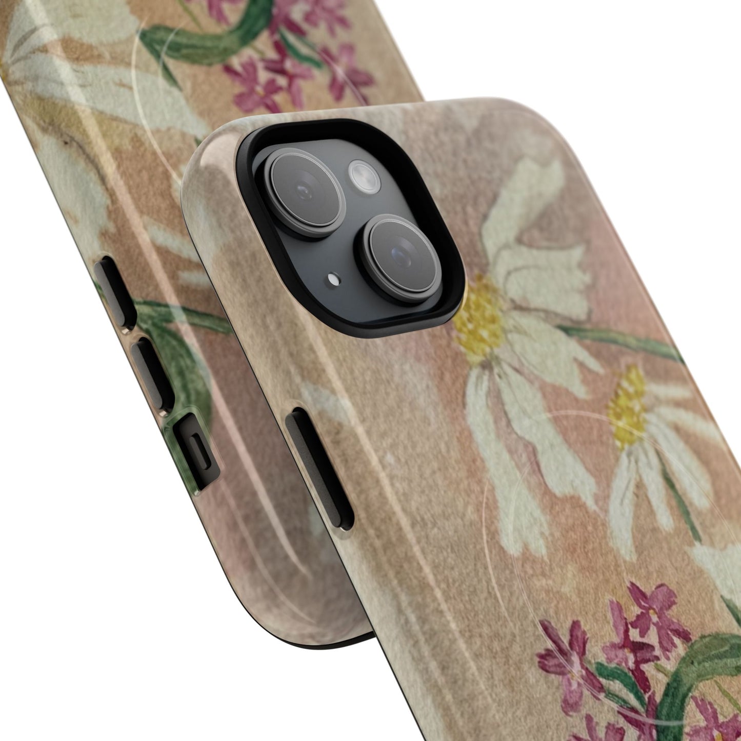 Floral Daisies Tough Magnetic Phone Case — Vintage Wildflower Design
