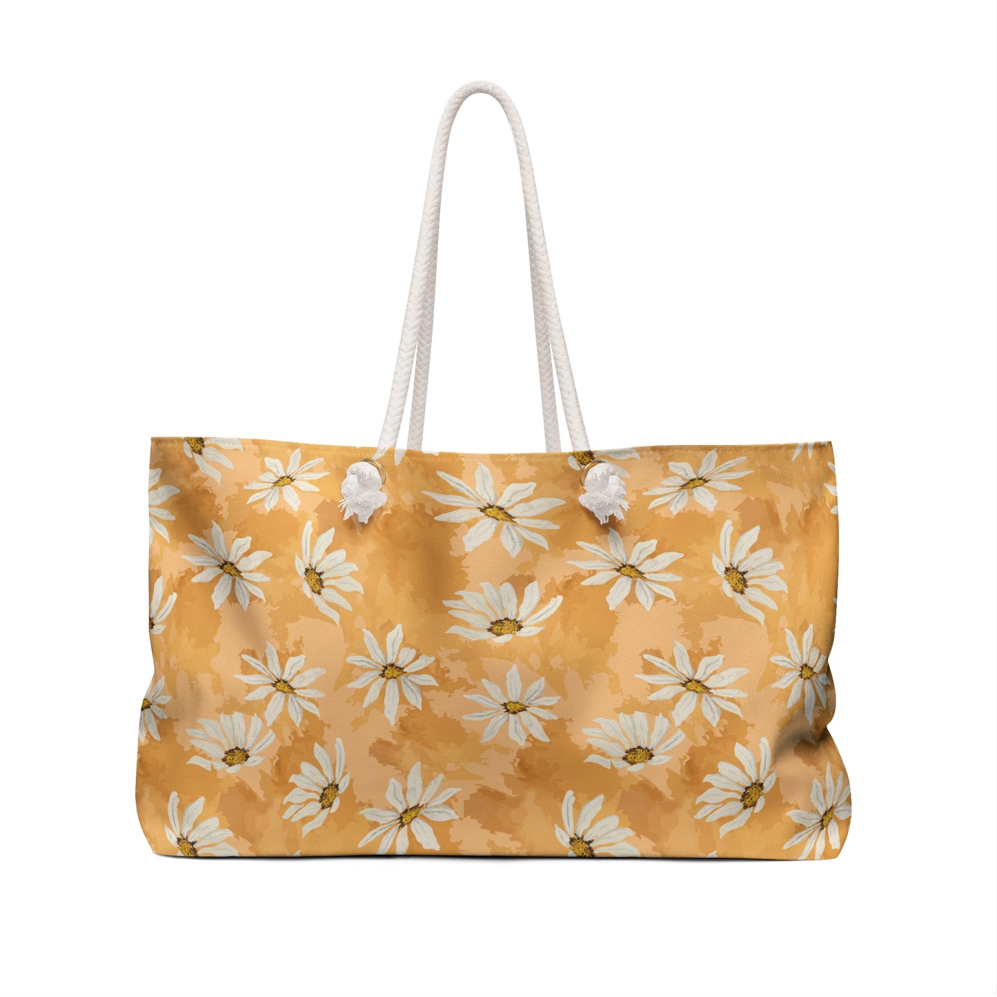 Golden Hour Daisy Weekender Bag – Overnight Travel, Beach & Market Tote Warm Honey Daisy Print