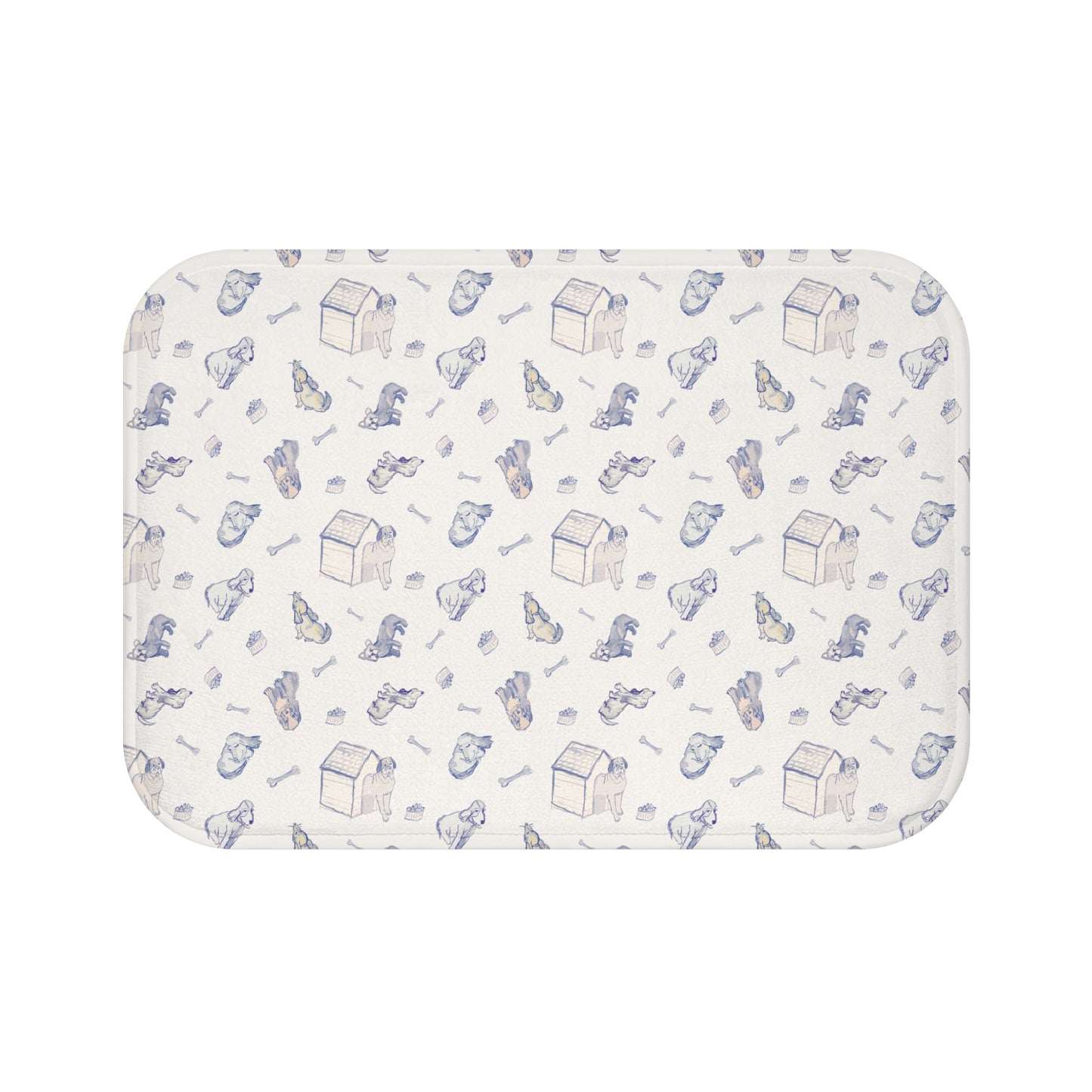 Blue Dog On Cream Scatter Bath Mat