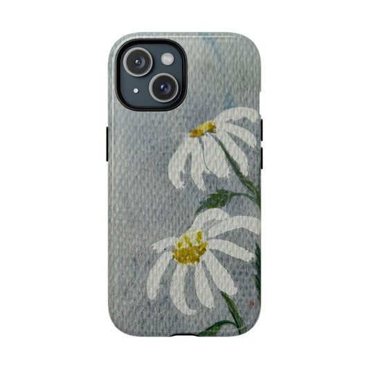 Watercolor Daisy design on a gray background