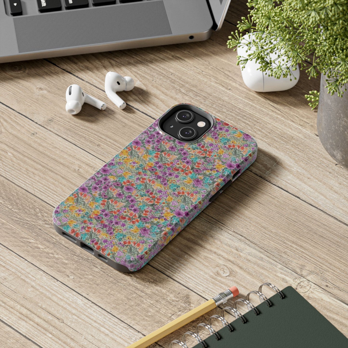 Wildflower Harmony  Watercolor Wildflower Phone Case – Colorful Floral Botanical Design Tough Phone Case