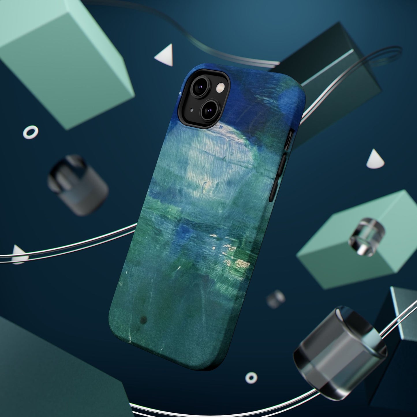 Where the Water Sleeps Magnetic Impact-Resistant Phone Case — Abstract Ocean Blue Art Blues Teal Green