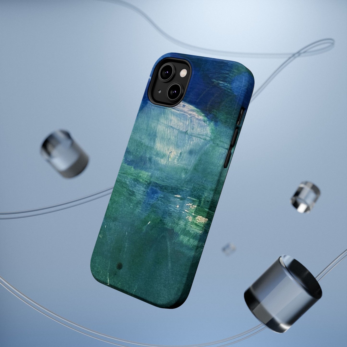 Where the Water Sleeps Magnetic Impact-Resistant Phone Case — Abstract Ocean Blue Art Blues Teal Green