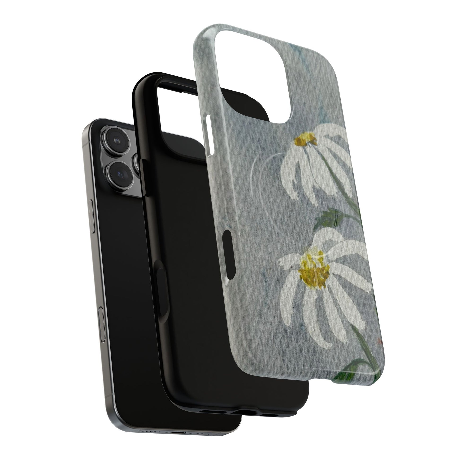 Phone case with floral design on a white background