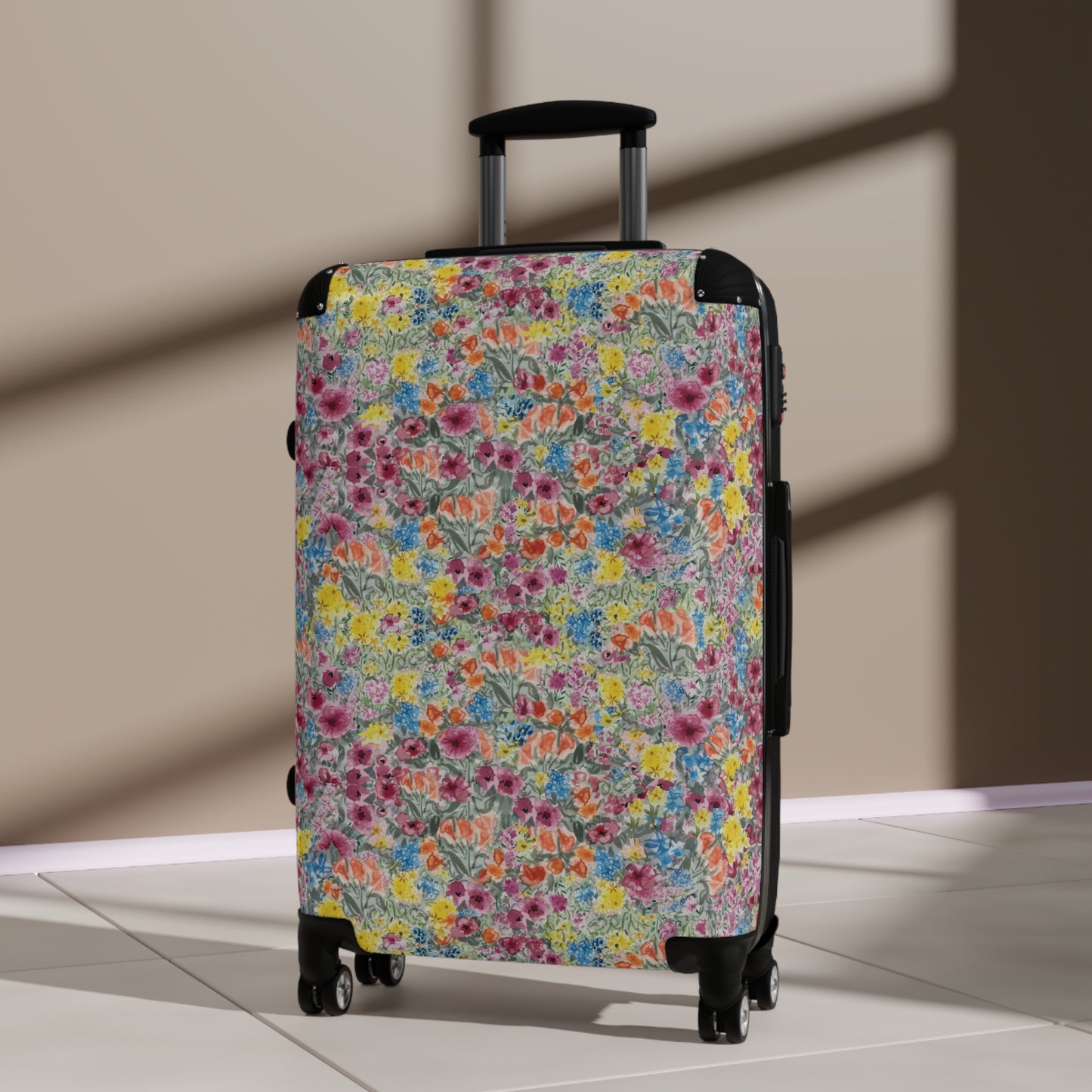 Meadow Blooms Floral Splash Suitcase – Colorful Garden Print Carry-On Luggage (3 Sizes)