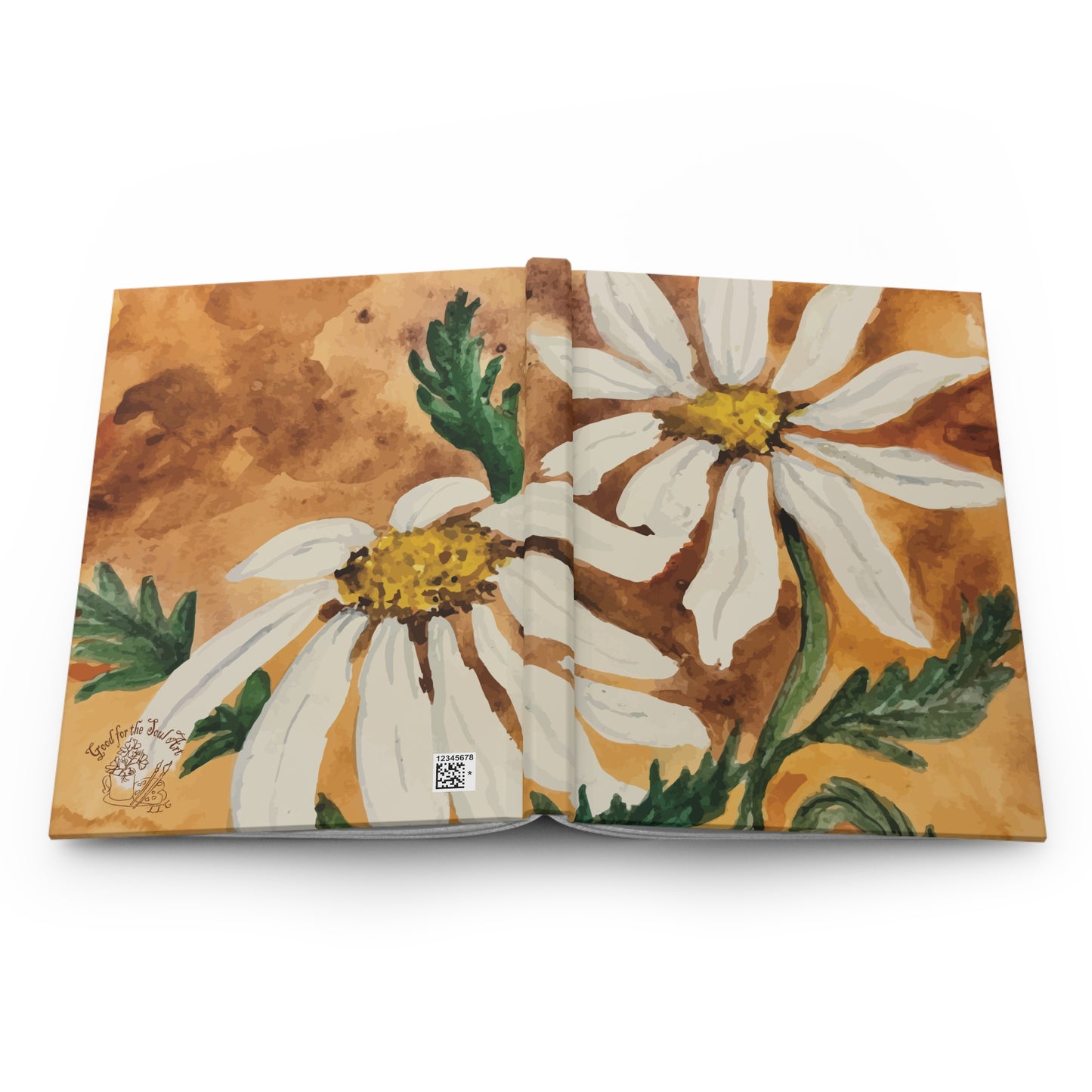 Golden Hour Daisy Watercolor Hardcover Journal – Botanical Floral Notebook