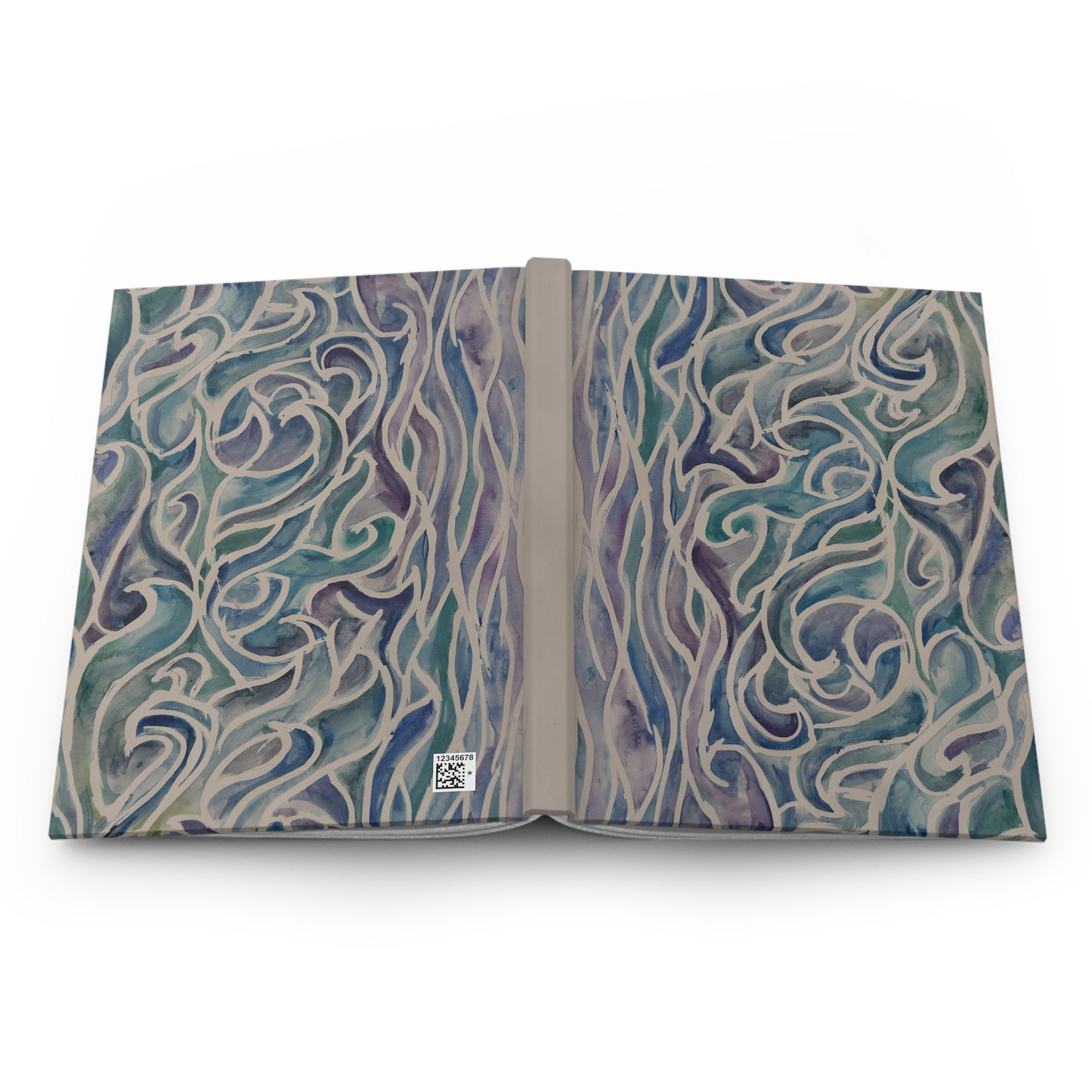 Ocean Wave Pattern Hardcover Journal — Matte Nautical Notebook for Travel, Sketching & Daily Notes