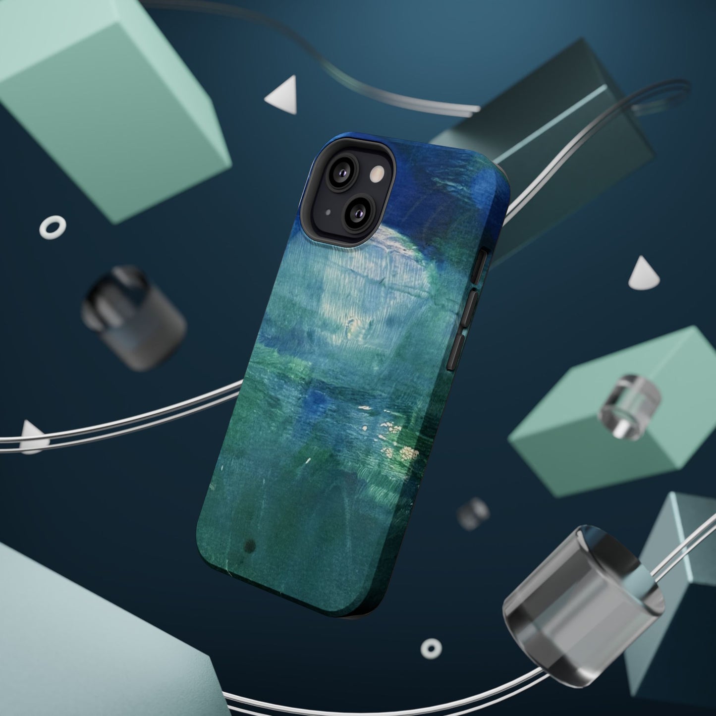 Where the Water Sleeps Magnetic Impact-Resistant Phone Case — Abstract Ocean Blue Art Blues Teal Green