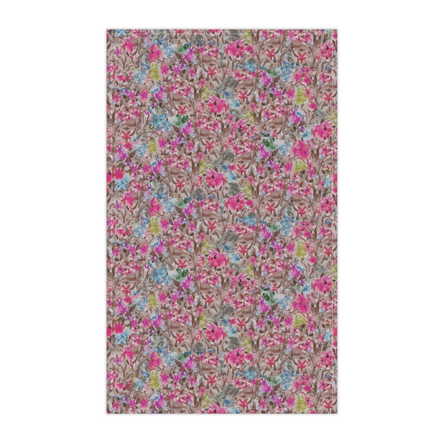 Wild Flower Meadow Pinks and Browns Tea Towels (cotton, poly)