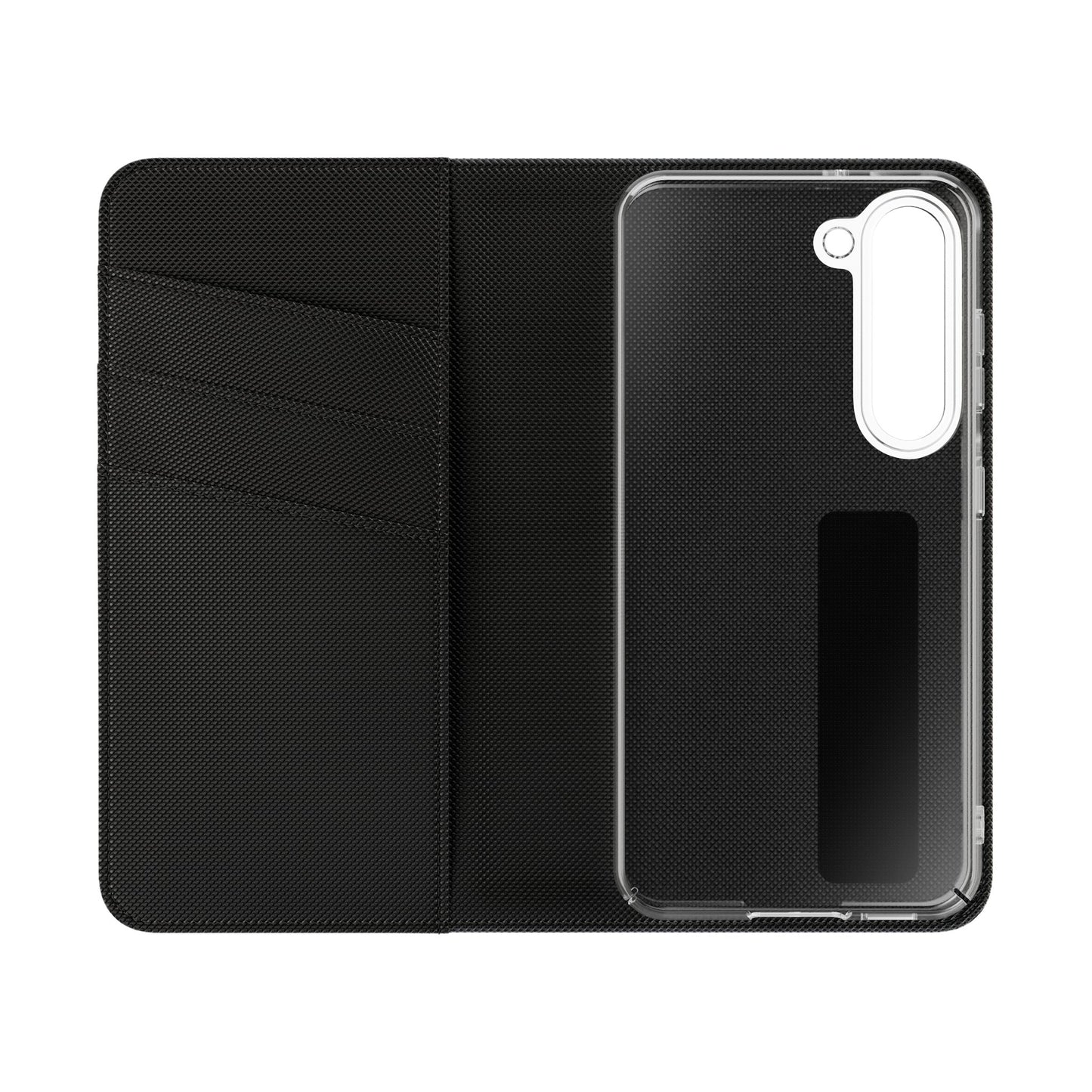 Inside Floral wallet phone case interior with card slots and protective phone holder.