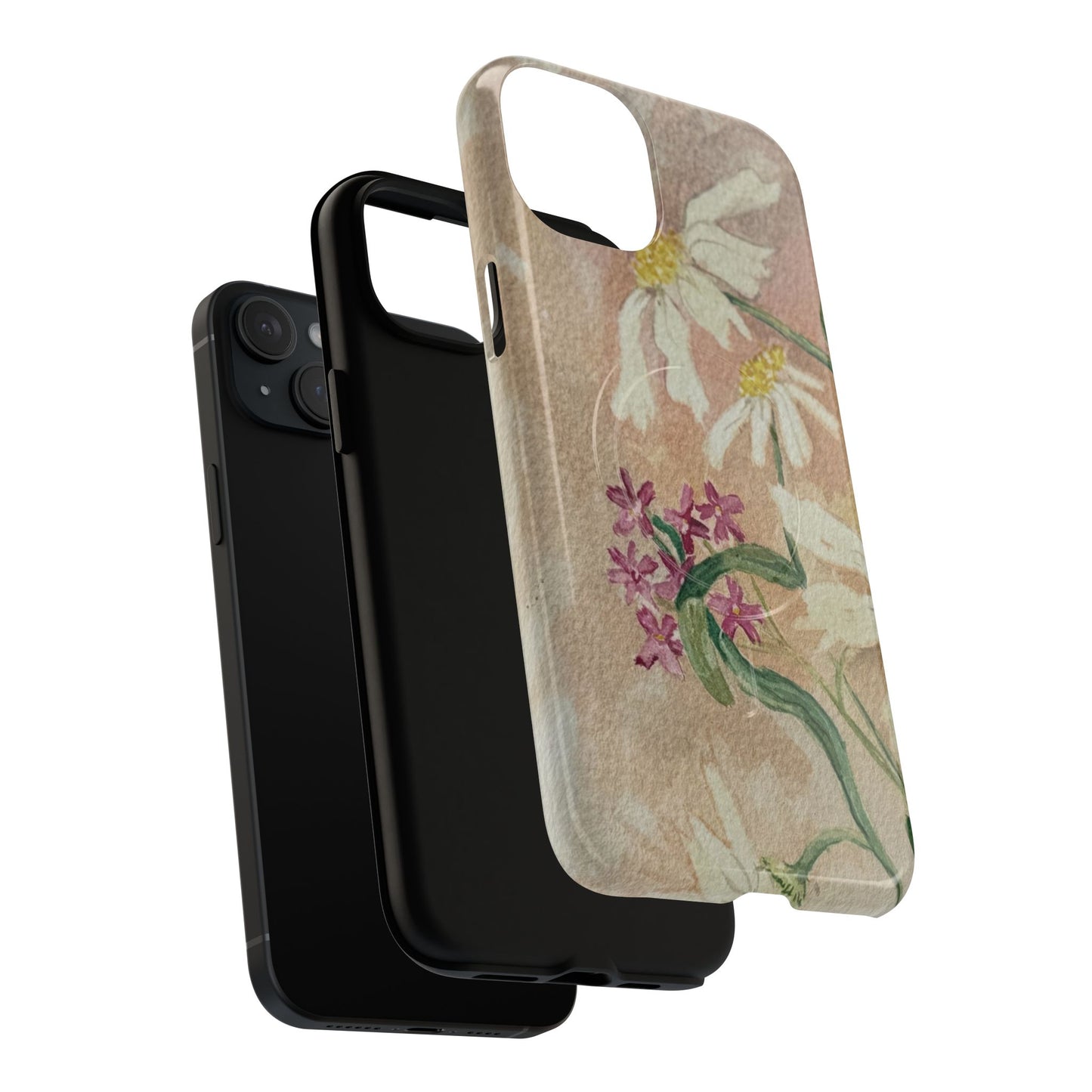 Floral Daisies Tough Magnetic Phone Case — Vintage Wildflower Design