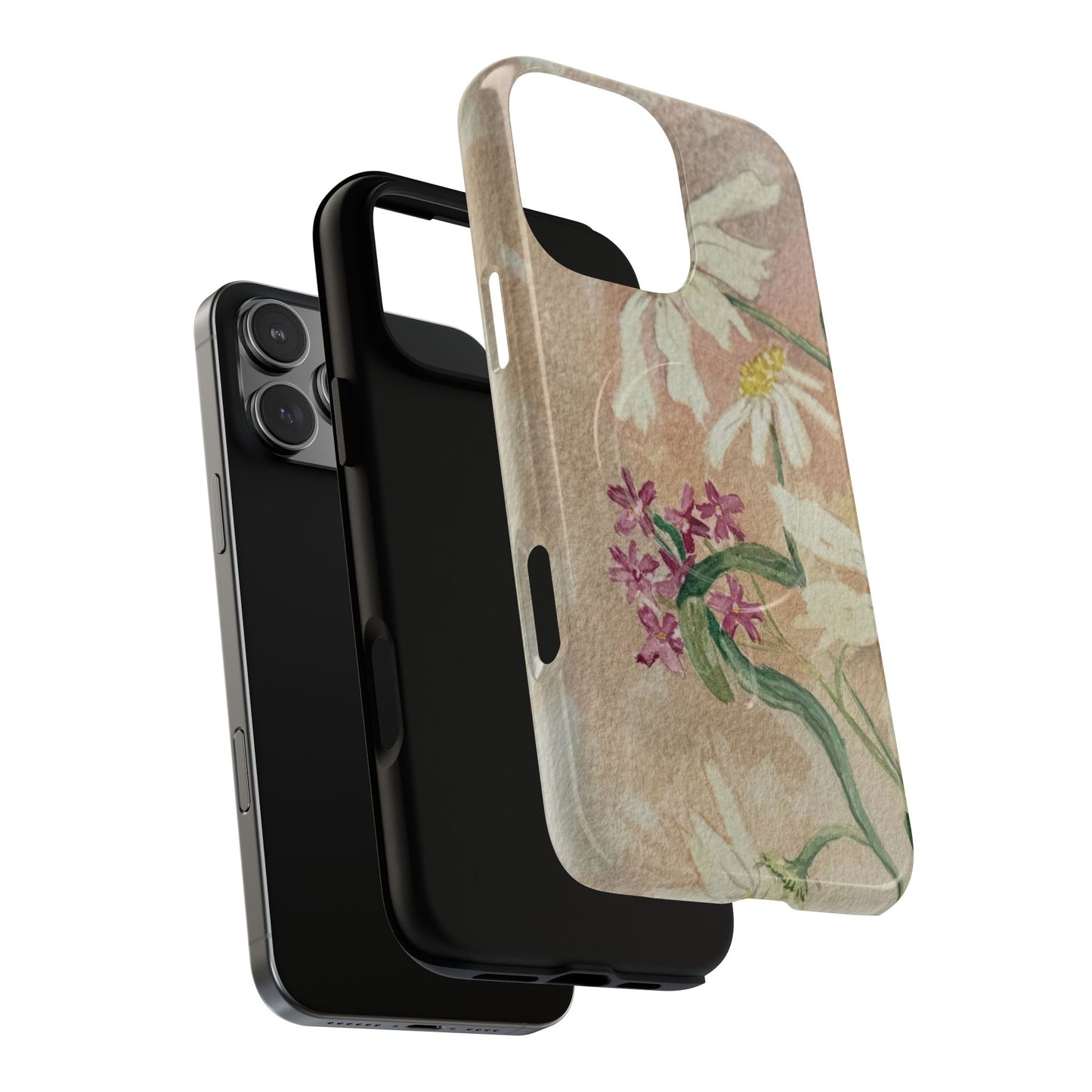 Floral Daisies Tough Magnetic Phone Case — Vintage Wildflower Design