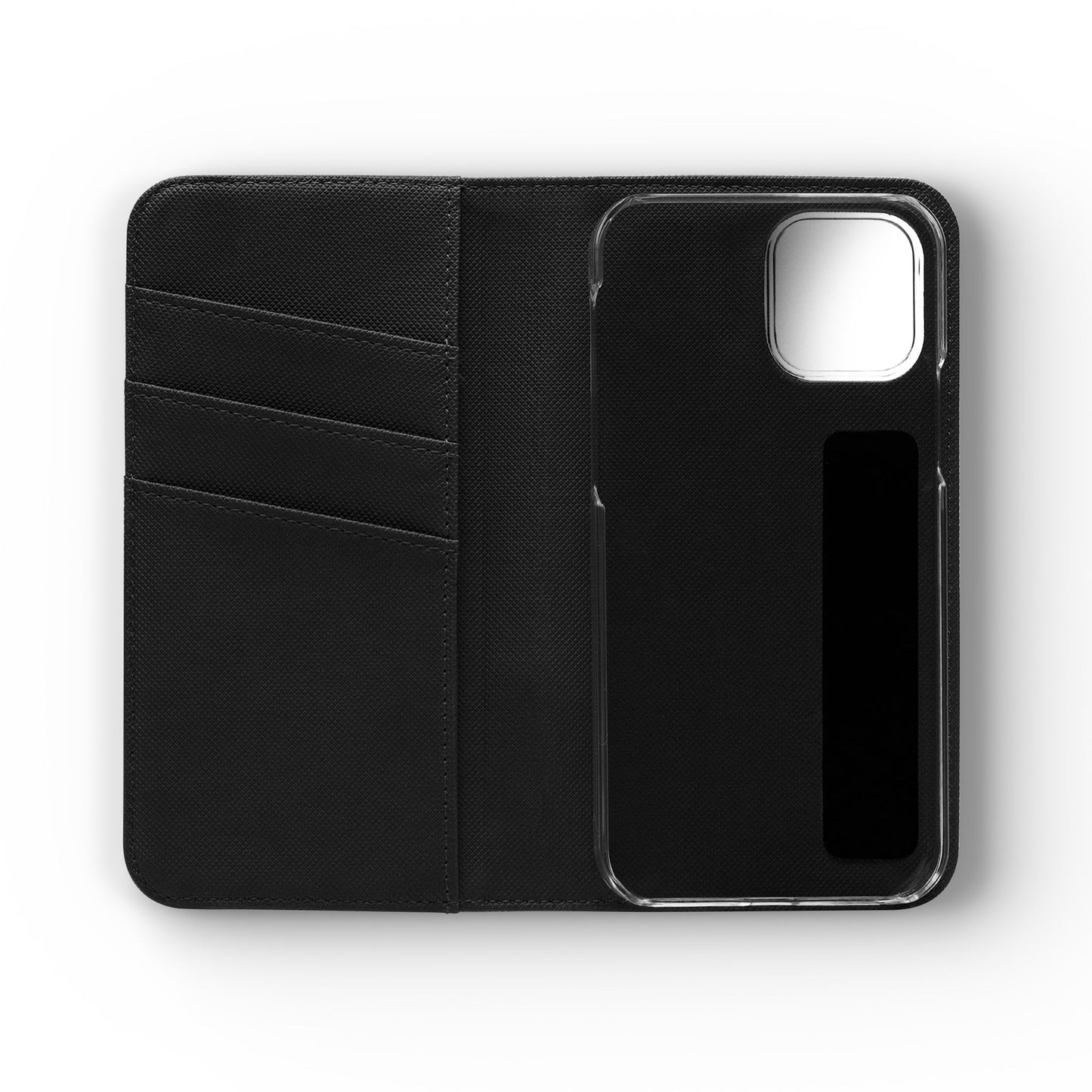 Inside Floral wallet phone case interior with card slots and protective phone holder.