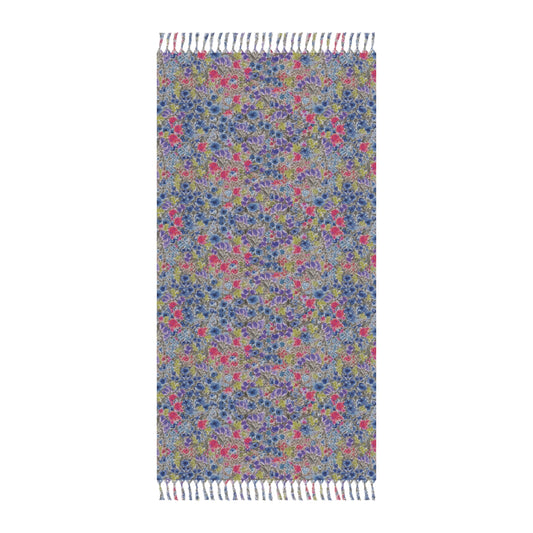 Blue Wildflower Beach Towel — Lightweight Holiday Fringe Beach Cloth