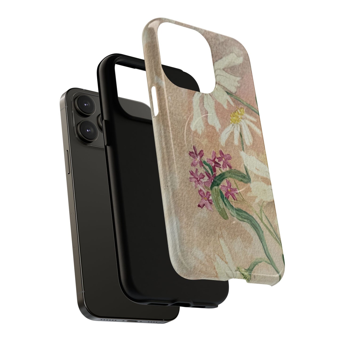 Floral Daisies Tough Magnetic Phone Case — Vintage Wildflower Design