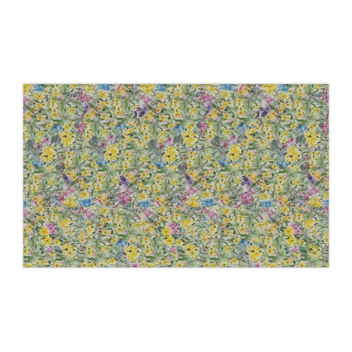 Spring Meadow Floral Tea Towel – Soft Yellow Wildflower Kitchen Towel