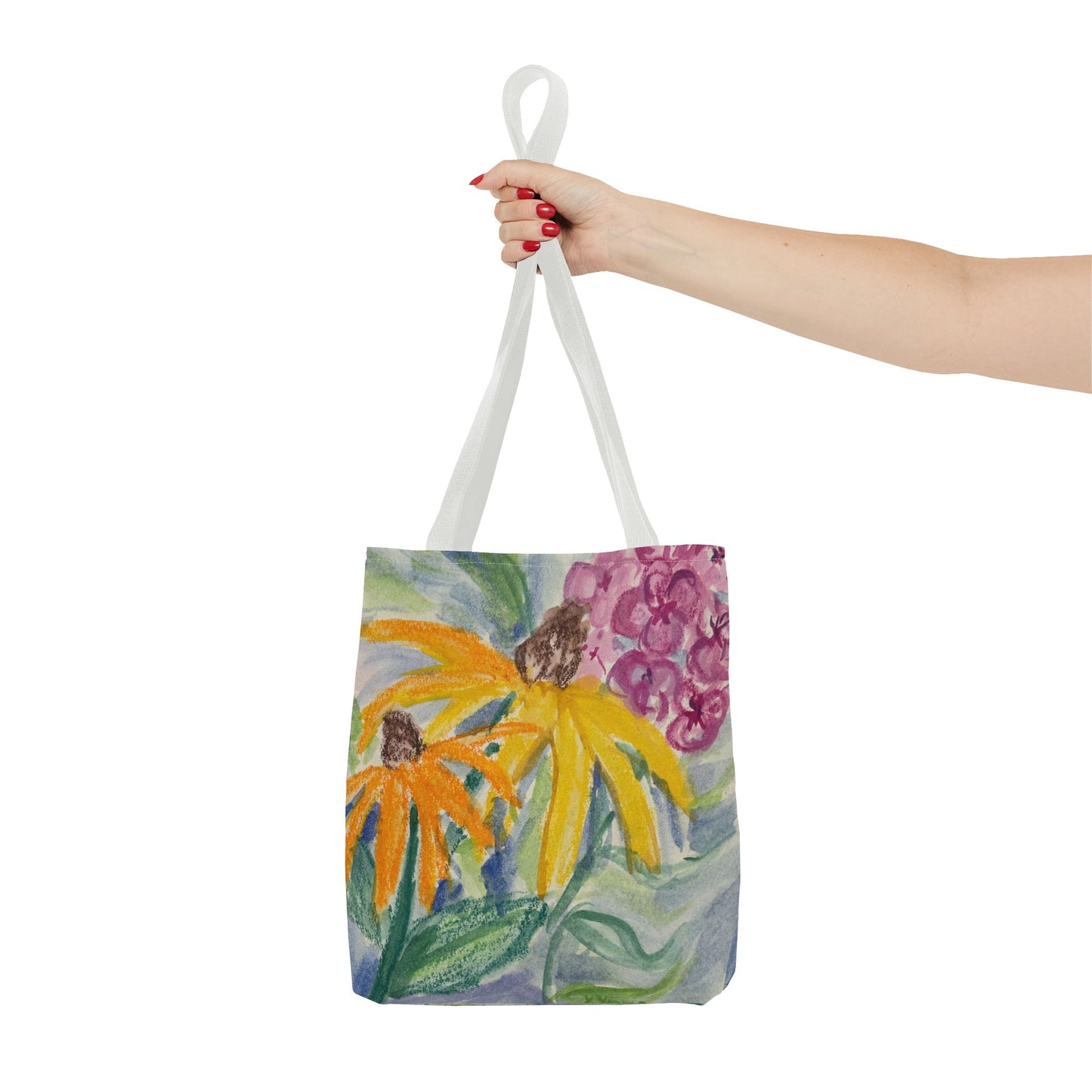 Watercolor Coneflowers and Phlox Tote Bag | Floral Garden Art Book Bag