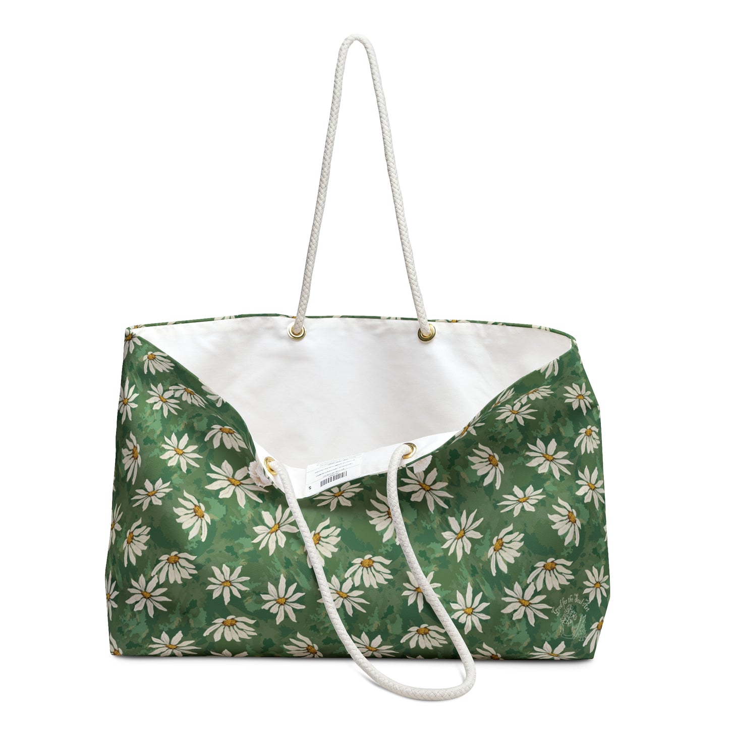 Daisy Meadow Weekender Bag — Green Floral Travel Tote