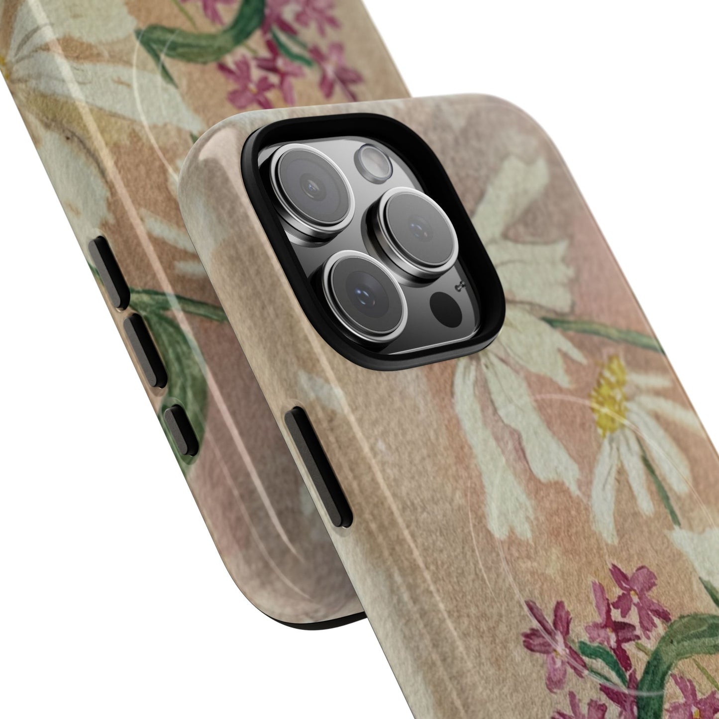 Floral Daisies Tough Magnetic Phone Case — Vintage Wildflower Design