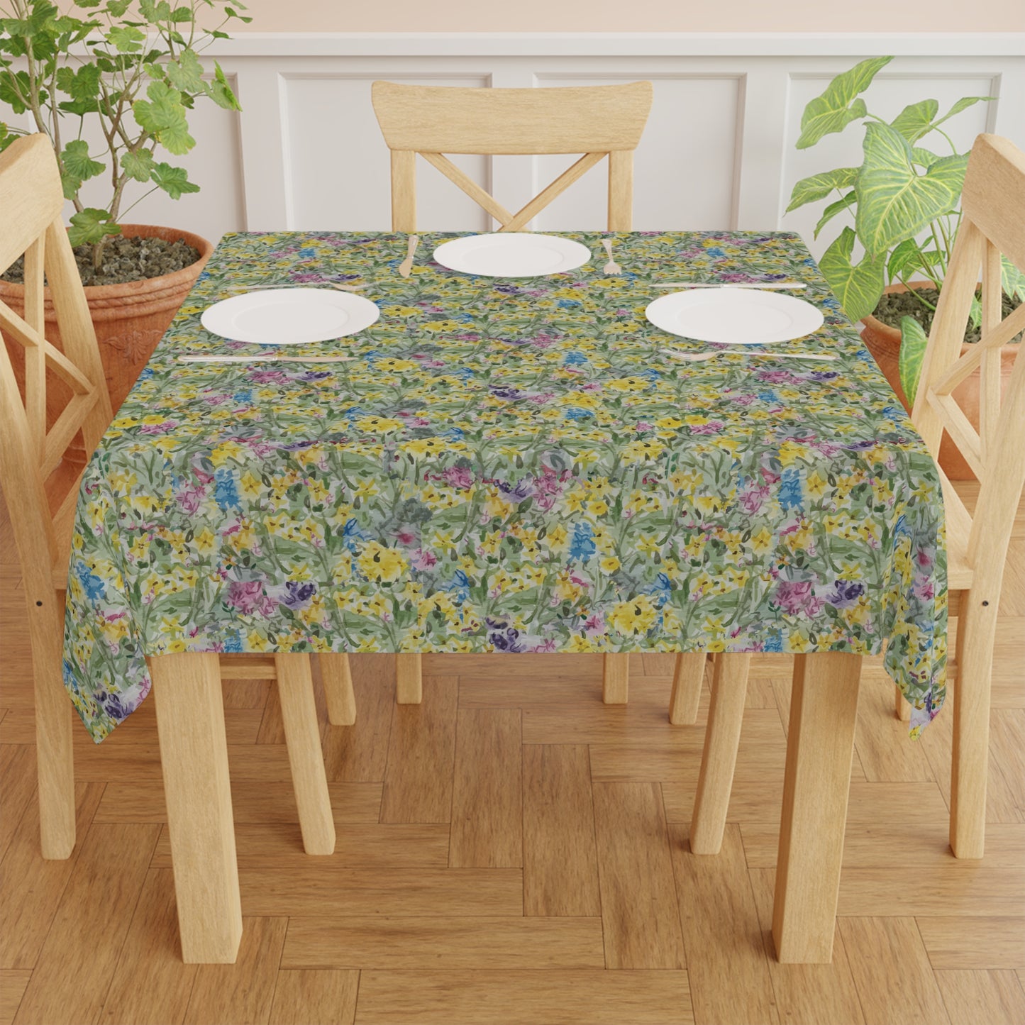 Summer Wild Flower Meadow Tablecloth — Yellow Wildflower Print for Spring & Summer