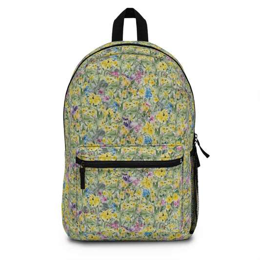 Wildflower Meadow Backpack  Yellow, Violet, Magenta, & Blue Wildflower Print School & Daypack