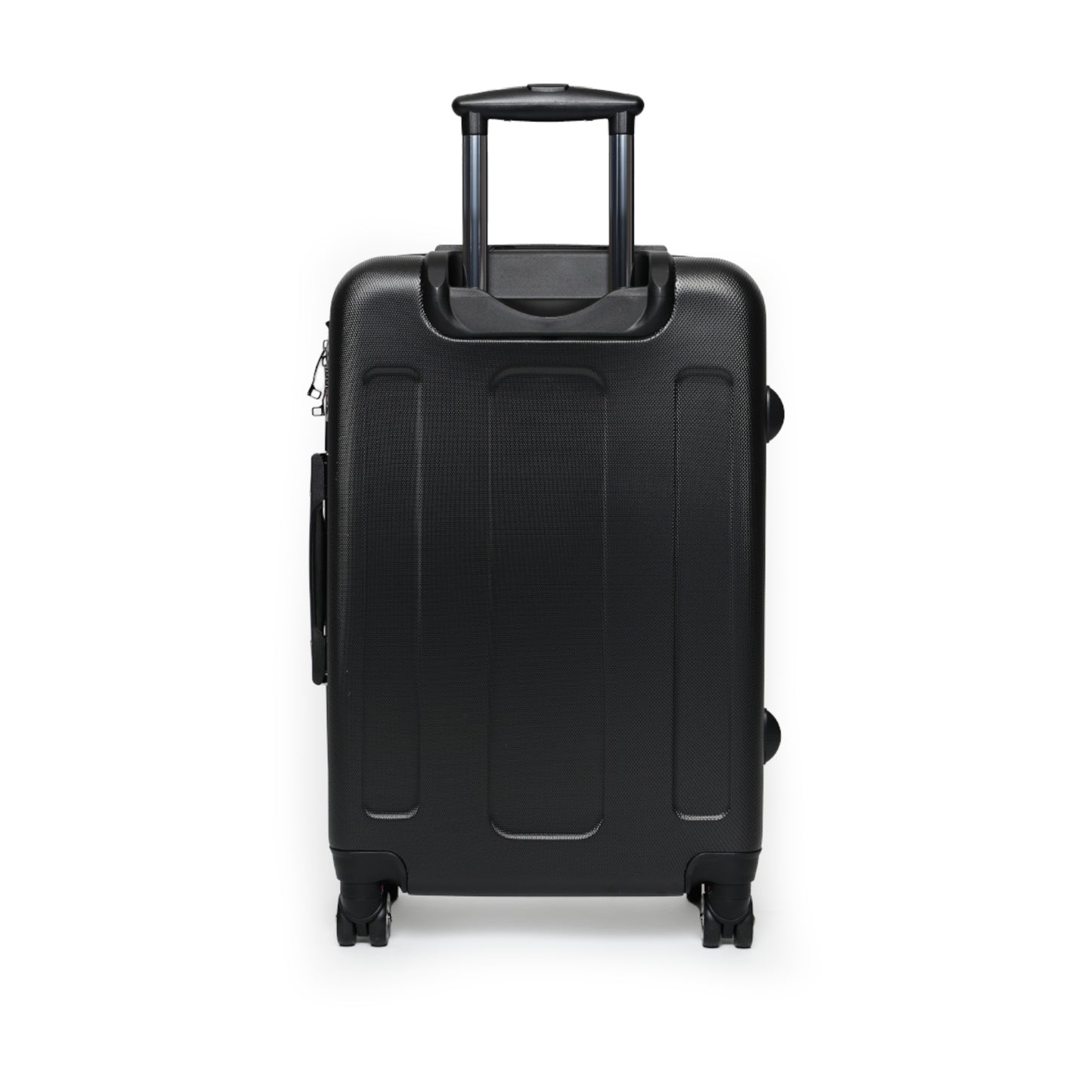 Black back of meadow blooms suitcase on a white background