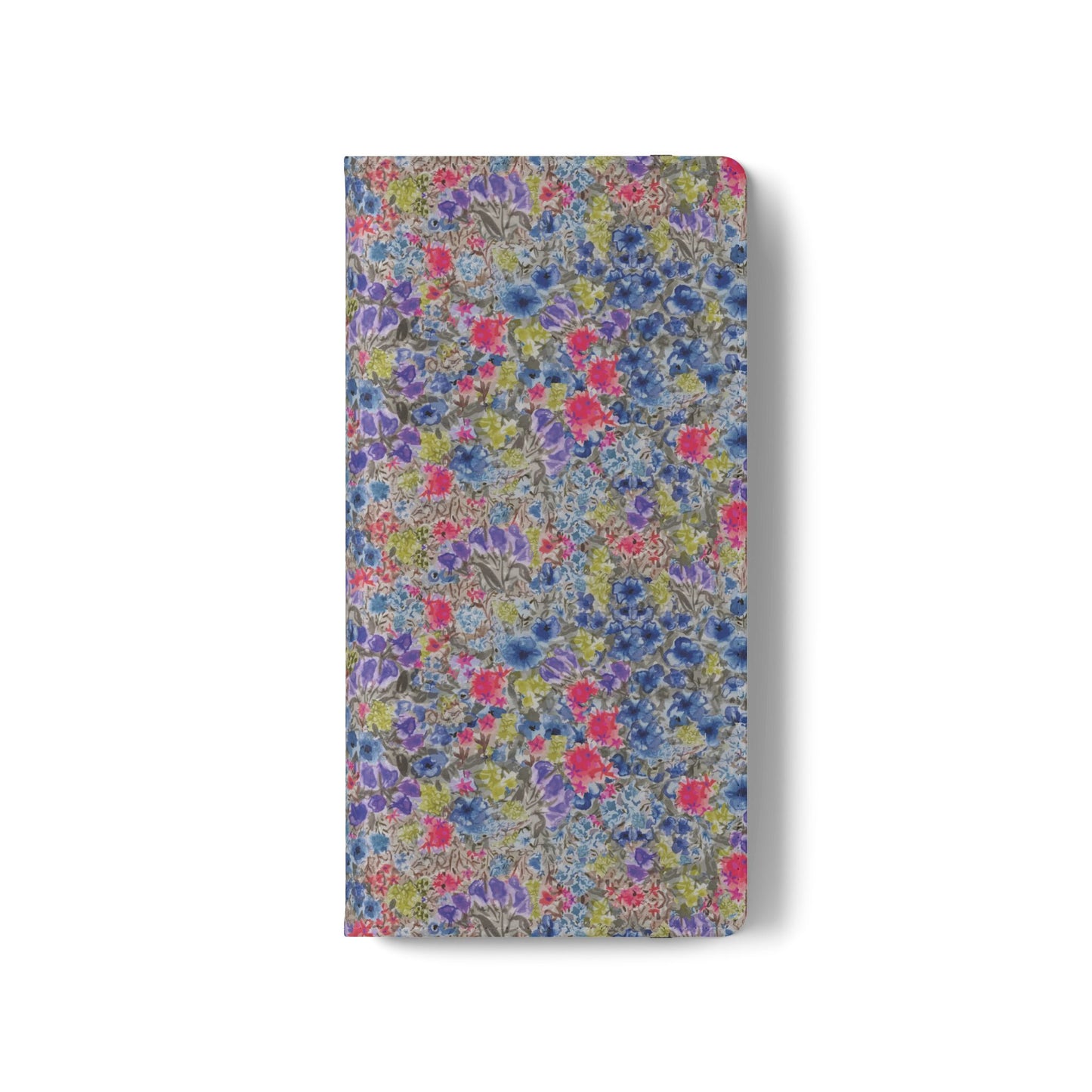Blue wildflower floral flip phone case with watercolor botanical pattern.