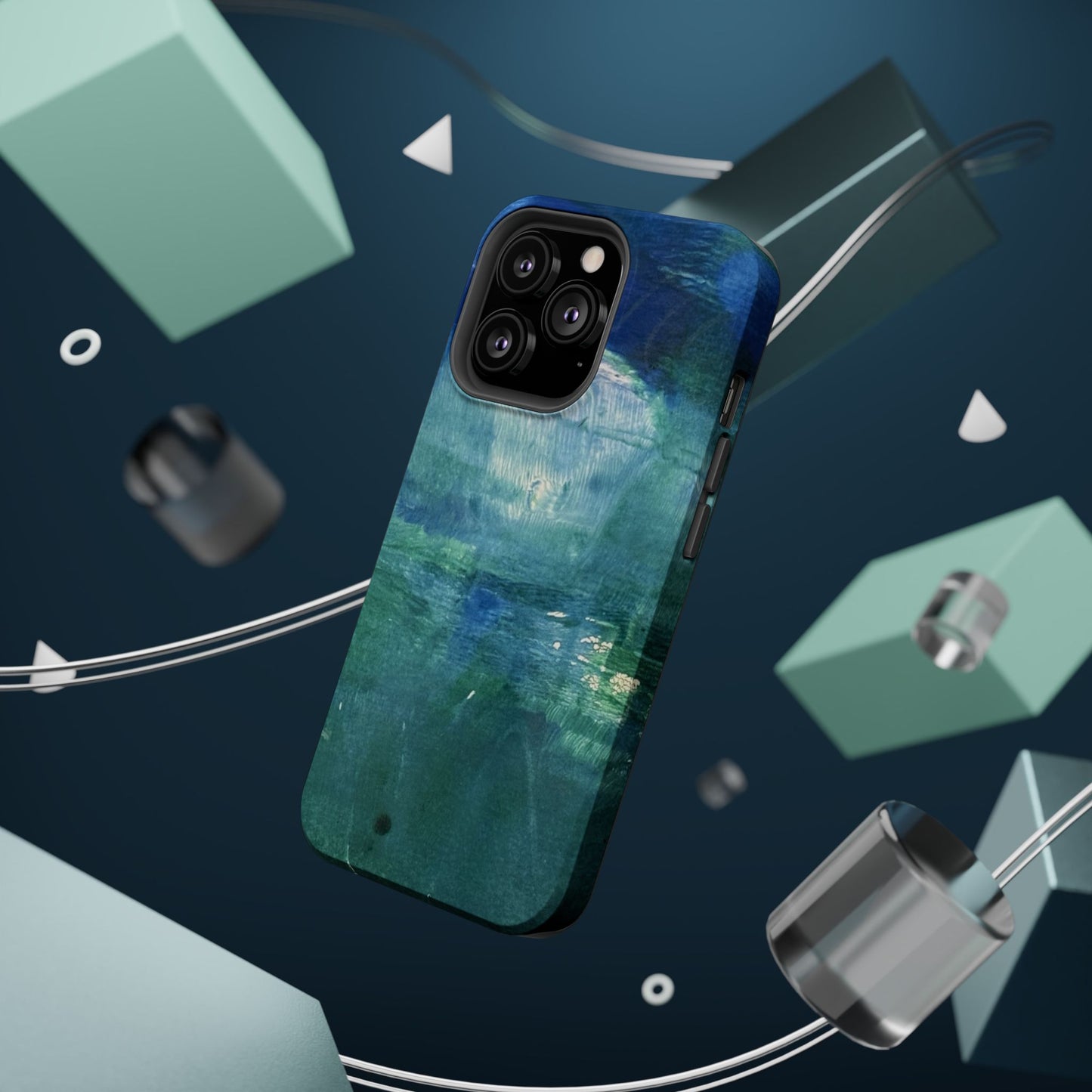 Where the Water Sleeps Magnetic Impact-Resistant Phone Case — Abstract Ocean Blue Art Blues Teal Green