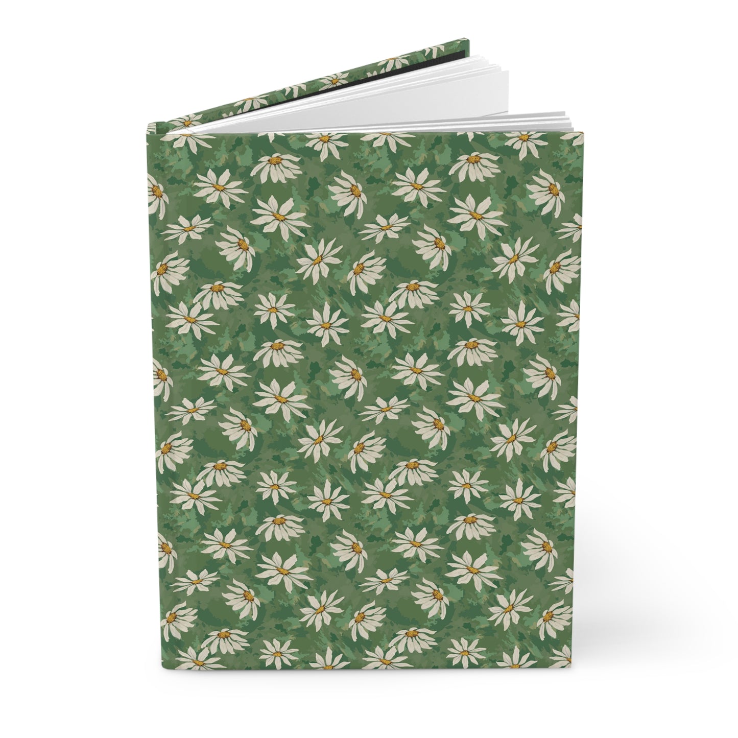 Daisy Meadow Hardcover Journal — Green Floral Notebook for Notes & Gratitude