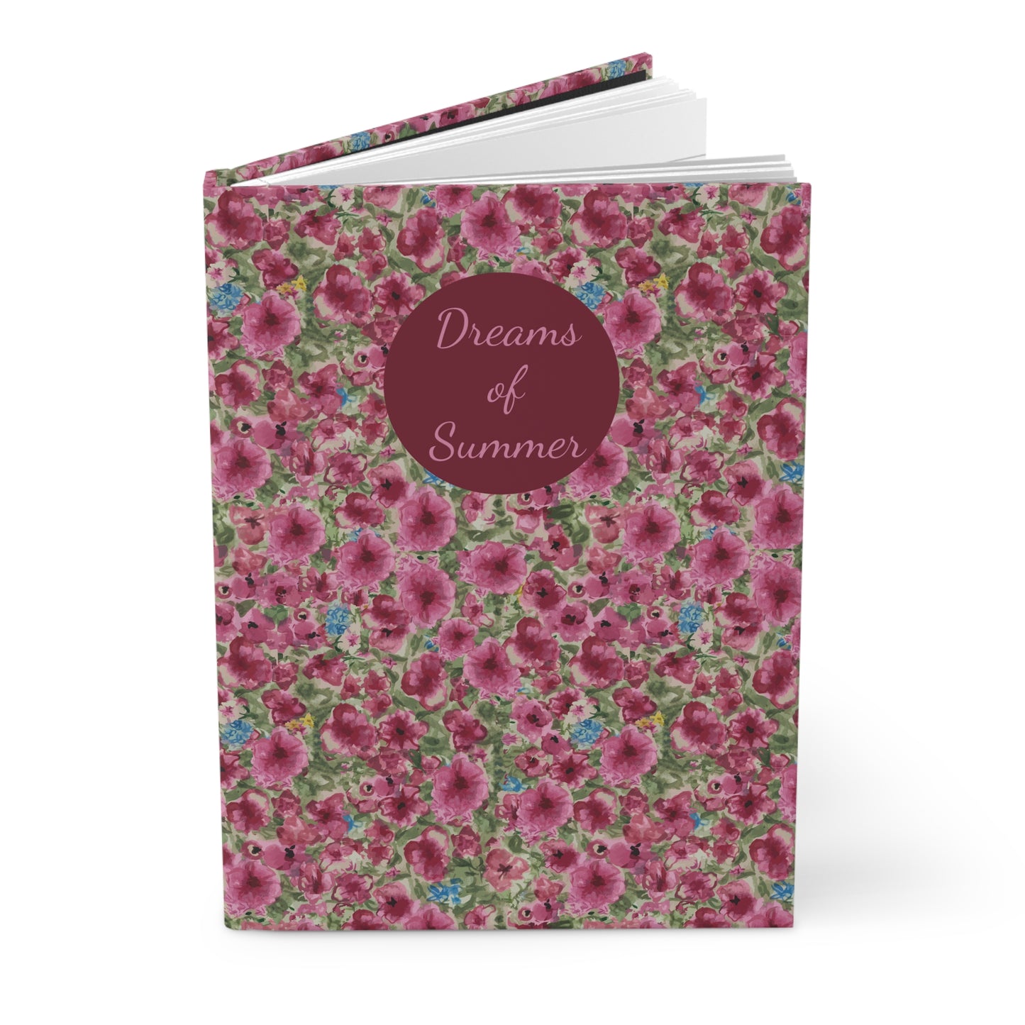 Floral notebook with 'Dreams of Summer' text on a white background