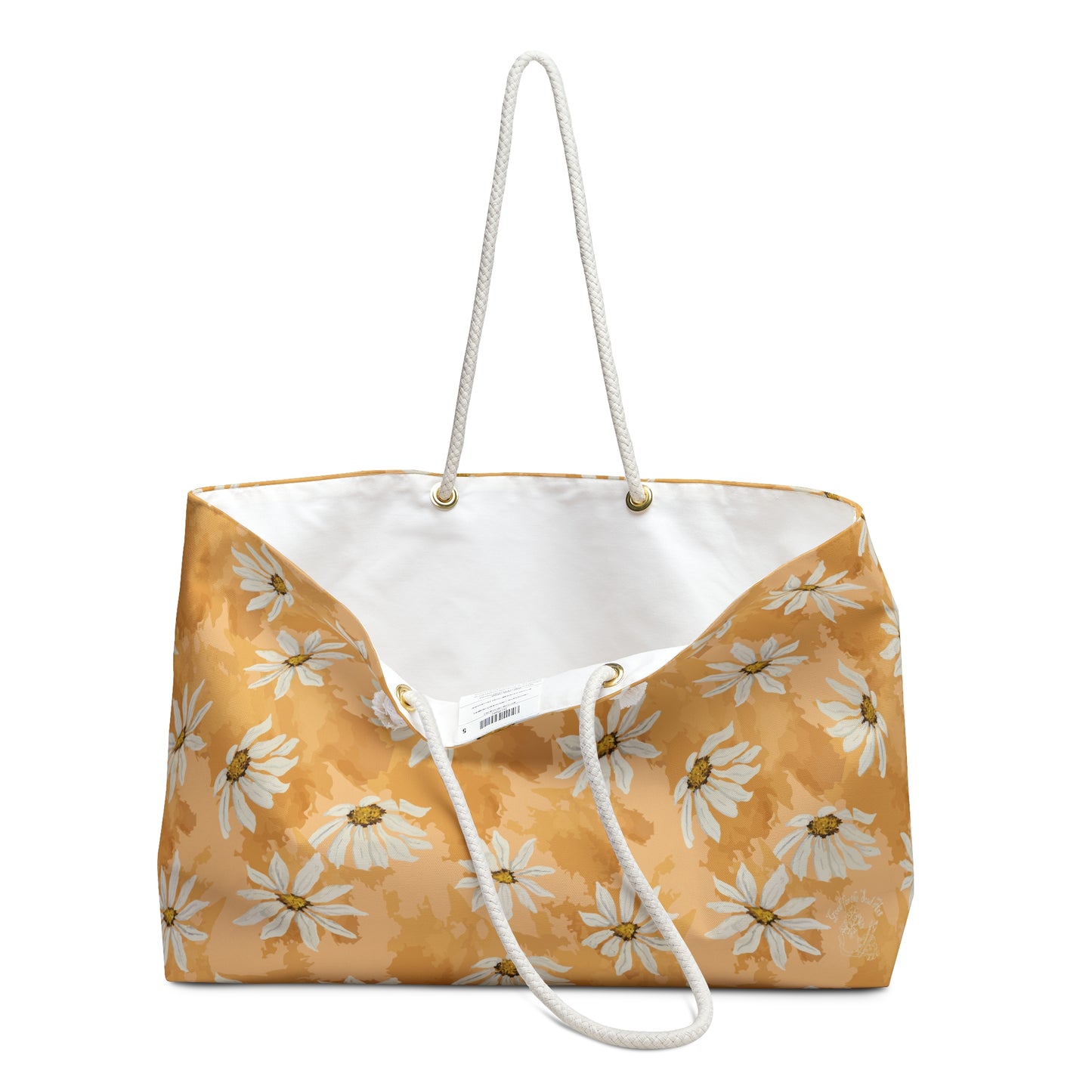 Golden Hour Daisy Weekender Bag – Overnight Travel, Beach & Market Tote Warm Honey Daisy Print