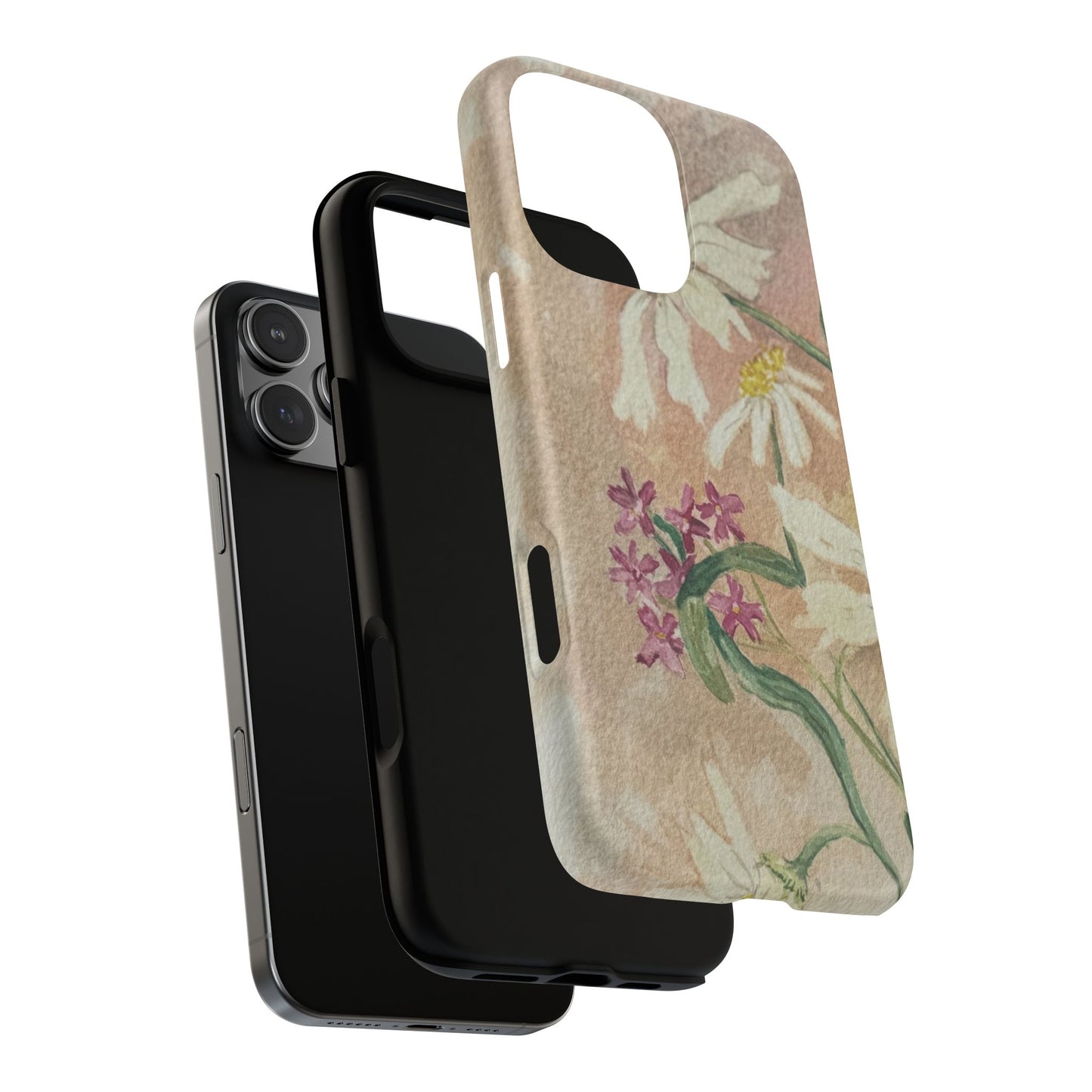 Floral Daisies Tough Magnetic Phone Case — Vintage Wildflower Design