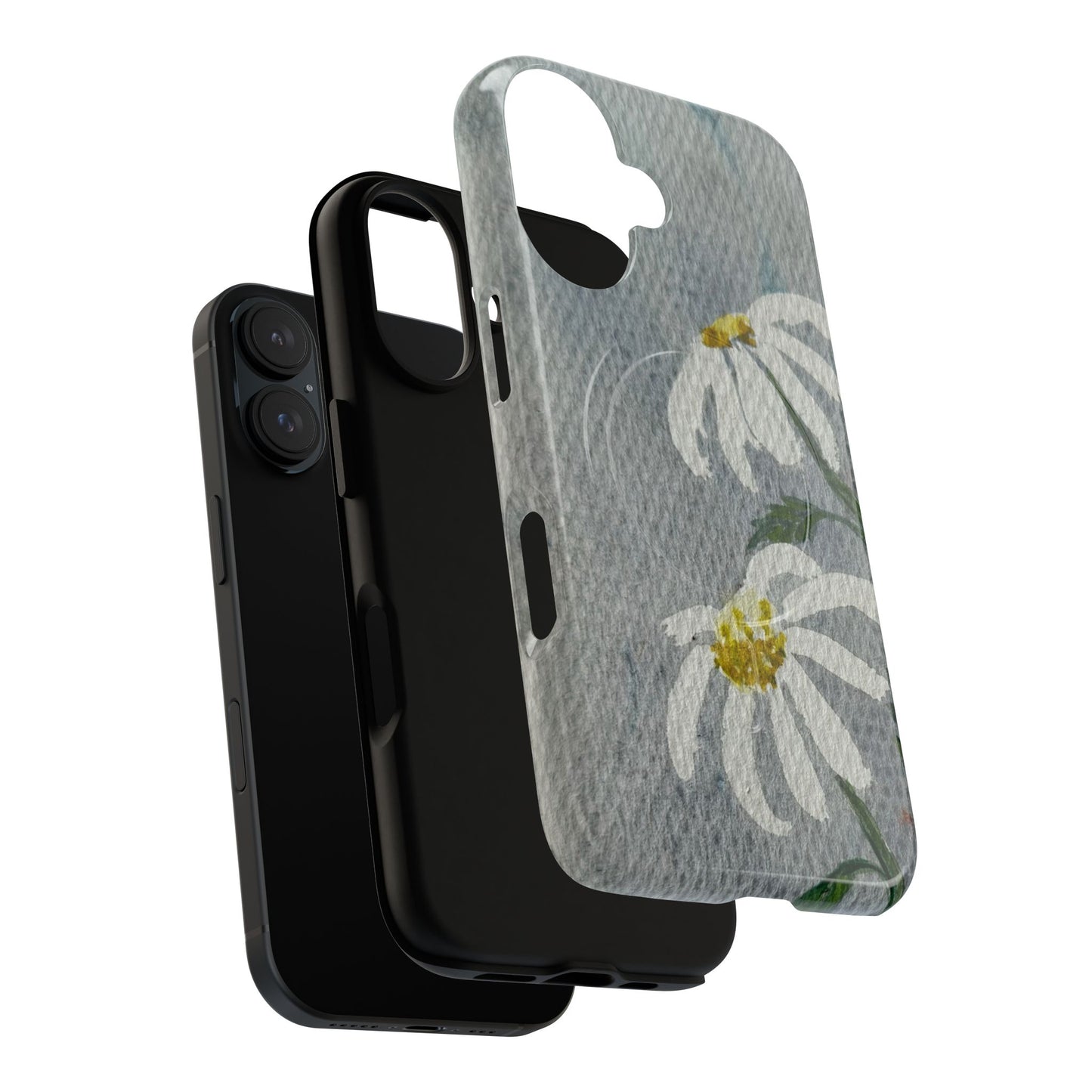 Phone case with floral design on a white background