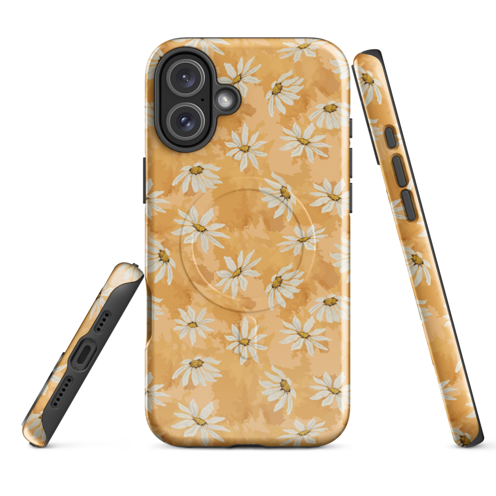 Golden Hour Daisy Scatter MagSafe® Tough iPhone Case – Earthy Warm Honey Floral Phone Cover