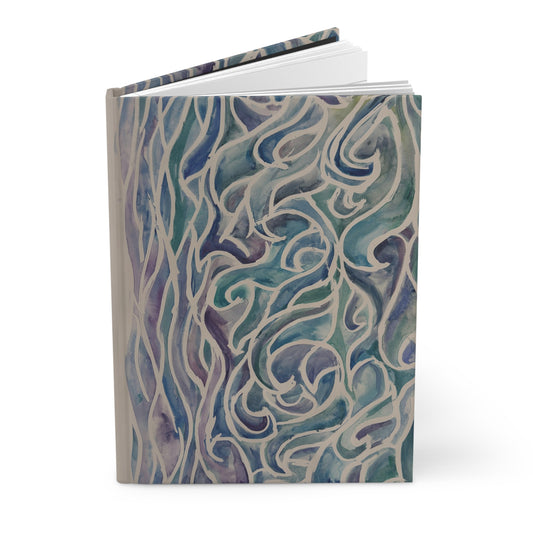Ocean Wave Pattern Hardcover Journal — Matte Nautical Notebook for Travel, Sketching & Daily Notes