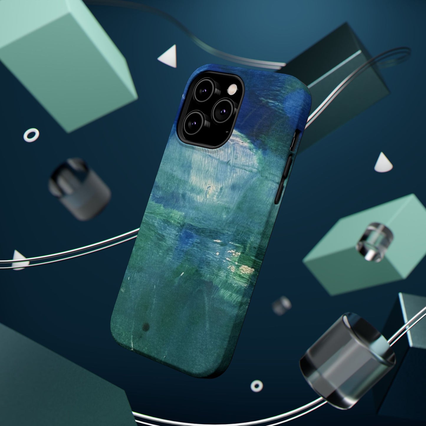 Where the Water Sleeps Magnetic Impact-Resistant Phone Case — Abstract Ocean Blue Art Blues Teal Green